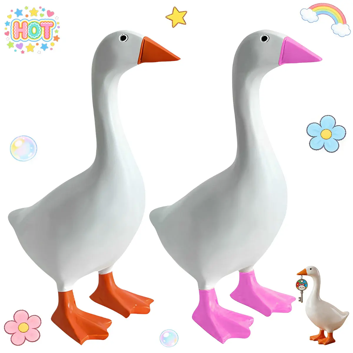 7-Inch Desk Goose Resin Figurine, Cute Ornaments Statues with Magnetic Beak, Unisex Room Decor for Home Office Desk, Funny Gift for Women & Friends