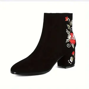 Women'S Vintage Chinese Style Embroidered Floral Boots, Women Shoes