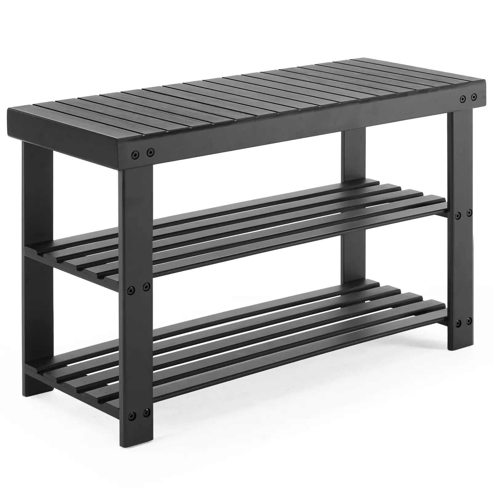 3-Tier Bamboo Shoe Rack Bench, Compact Storage Organizer, 286lb Capacity, Suitable for Entryway Bedroom Living Room Balcony, Shoe Rack Shelf, Shoe Storage System
