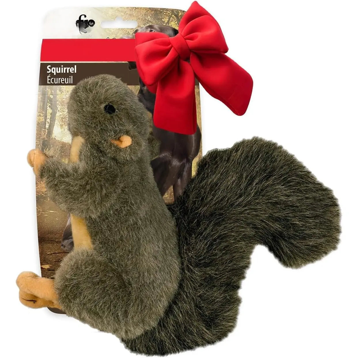 Interactive Dog Squirrel Plush Squeaky  -  Puppy Enrichment , Large