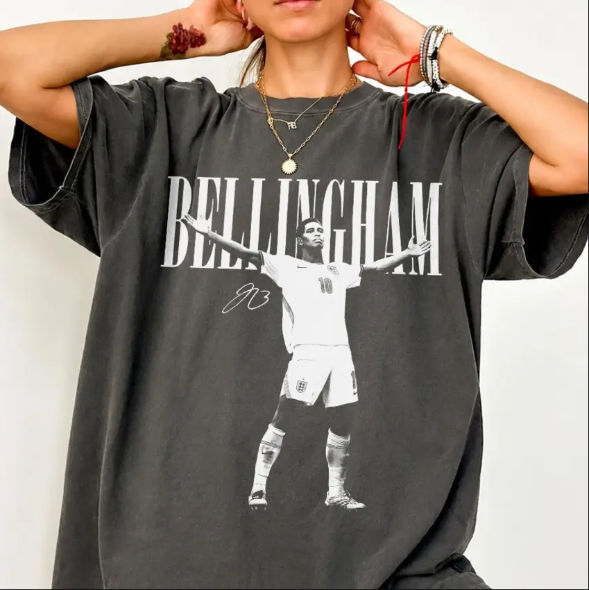Vintage Jude Bellingham Shirt, England Soccer Comfort Color Football Jersey Tee