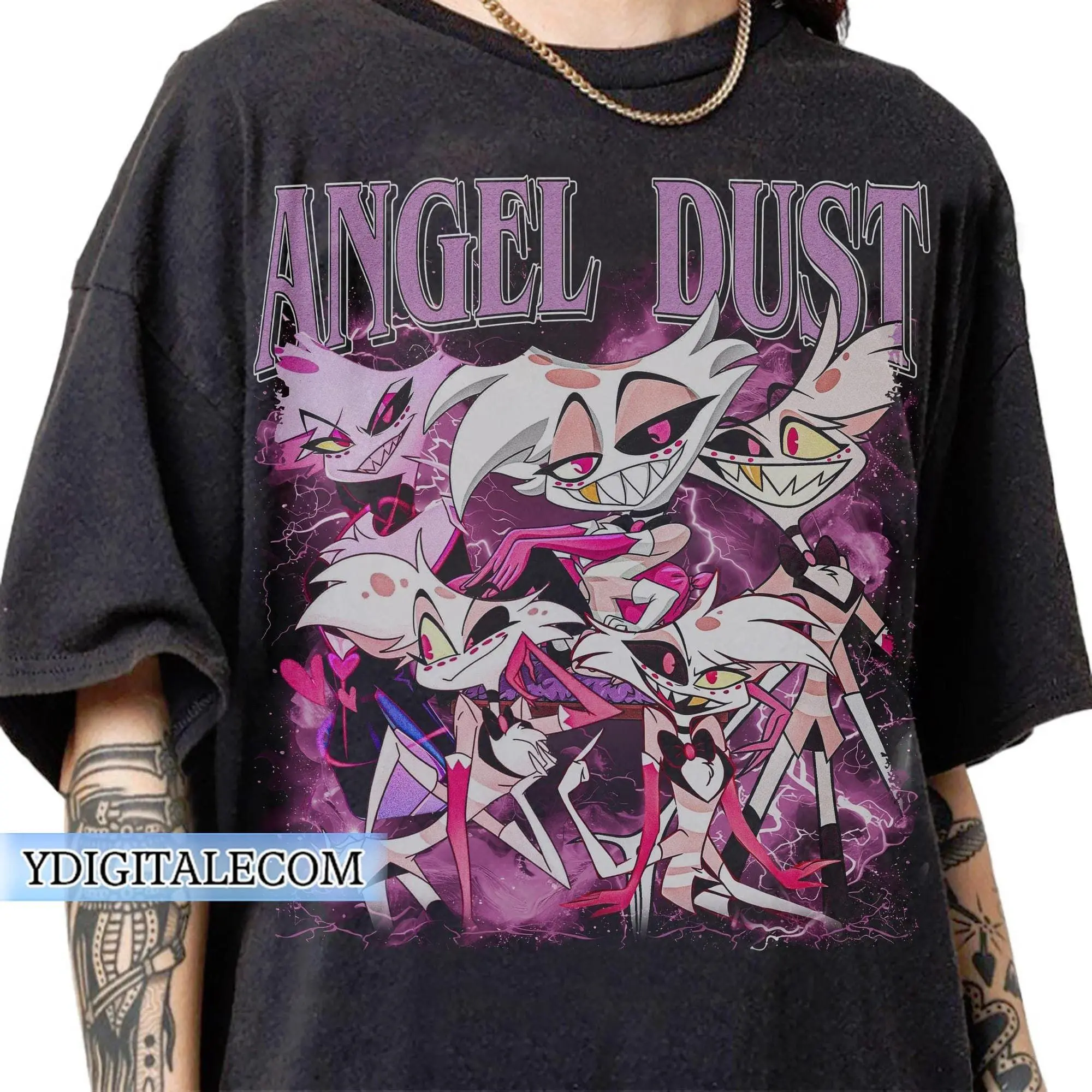 Vintage 90s Graphic Style Angel Dust Hazbin Hotel T-shirt Gift For Fan