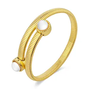 Mytys Flexible Cable Coil Cuff Bracelet Soft, Adjustable Fit for Effortless Elegance for Women jewelry Embellished
