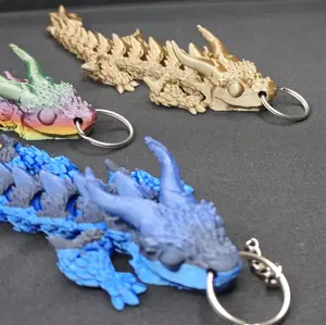 Articulating Dragon #004 Keychain  - 3d printed using PLA filament. Great to decorate your Backpack, Throw bag, a new look for your keys!