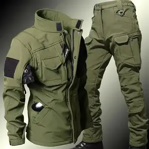 Windproof Waterproof Biker Suit Men Tactical Jacket Pants Sets Winter   Soft Shell Uniform Warm Fleece Coats
