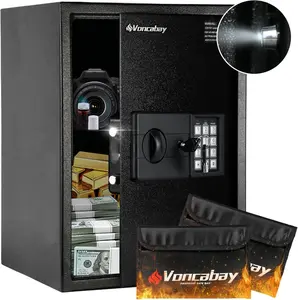 Voncabay Digital Password Fireproof Safe Box - Secure Valuables with Easy Access & Compact Design for Home Office Storage