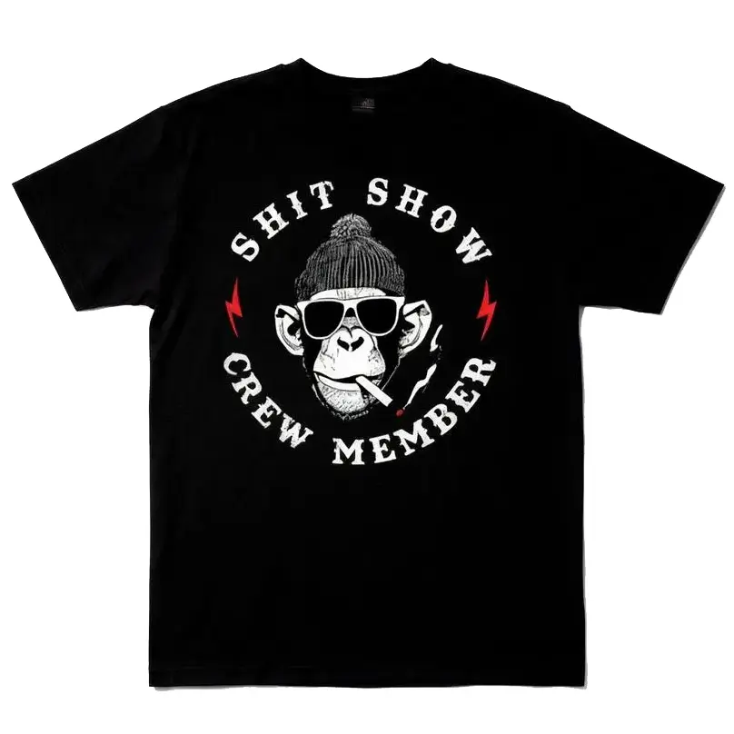SHIT SHOW CREW MEMBER For Smoking gorilla Graphic Tee Shirt y2k cotton fashion Streetwear humor Comfort four seasons Shortsleeve Casual Unisex Holiday gifts Regular Fit Crew Neck Short Sleeve for Men & Women