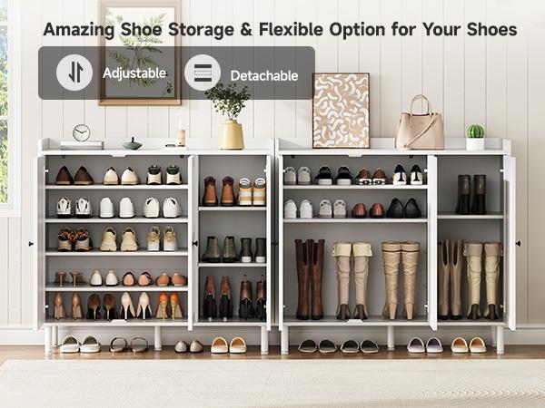 with 3 Doors, 30 pairs shoe Storage Cabinet , 40 inch Fammhouse shoe Rack shoe Organizer Cabinet for Entpway