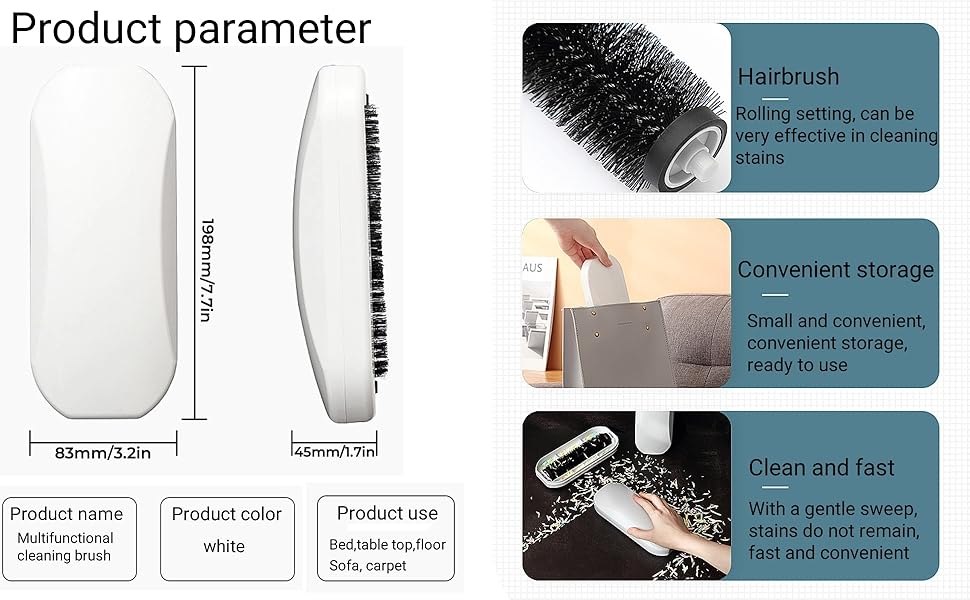 Handheld Crumb Sweeper, Handy Rolling Bed Sweeping Brush, Crumb Brush, Reusable Home Soft Hair Debris Collector for Table Bed Sheet Clothes Sofa