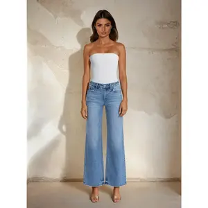 High Rise Full Length Wide Leg Jeans