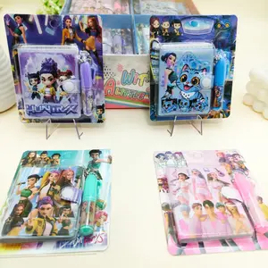 1/4 Kpop notebook set:premium mini diary, including ballpoint pen, easy to organize and record, notepad mini notebook, diary, K-pop  cute notebook, Rumi purple, Mira pink, Zoey blue suitable for daily writing use