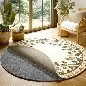 Non-Slip  Rug Pad, 4' Round Carpet Protector Mat, Round Felt Rug Pad for  Floors and Finishes, Keeps Rugs in Place Soft & Safe, from Sliding (4 FT)