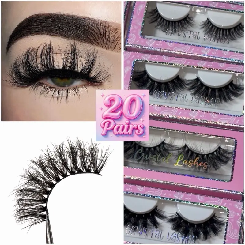 20 Pairs Fluffy Lashes 10mm-25mm Choose Lengths Styles Mixed Faux Mink Versatile High Quality False Strip Eyelashes Reusable Mega Volume Lightweight Makeup Cosmetic For Beginners