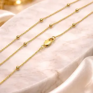Cadena Fina con Bolitas Oro Laminado 14K – Diseño Delicado y Elegante