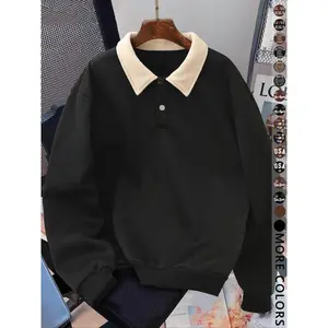 Men's Y2K Autumn Winter Thickened Retro British Style Aesthetic Lamb Wool Collar Polo Shirt, Unisex Casual Fashion, All Seasons WearGiftGift