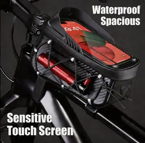 RUNDEER Waterproof Hard Shell Bike Frame Bag | Touch Sensitive Top Tube Bag for Mountain & Road Bike