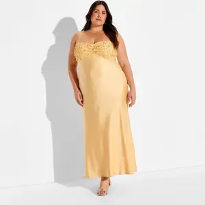 Women's Maxi Sequin Satin Empire Waist Dress - Wild Fable Light Yellow XXL