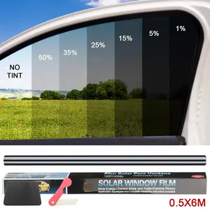 0.5×6M Car Window Solar Tint Film Roll, 6 VLT Shades 99% UV Heat Block Privacy Sun Shade with DIY Installation Tools for Side Windows & Sunroof