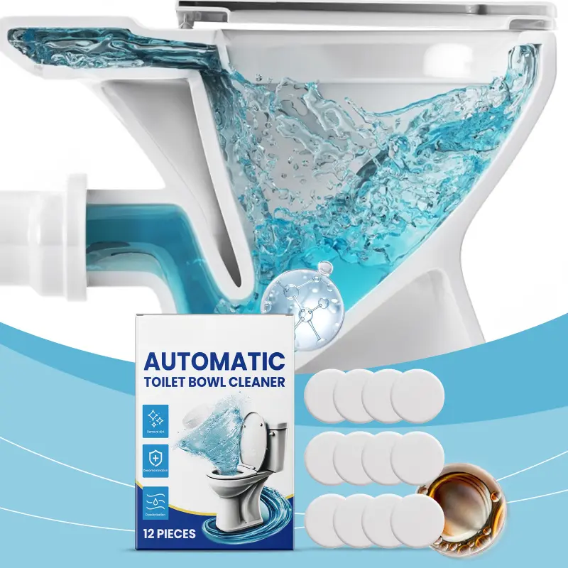 Toilet decontamination effervescent tablets, removes scale and urine stains, toilet cleaner, deodorizes, toilet decontamination effervescent tablets