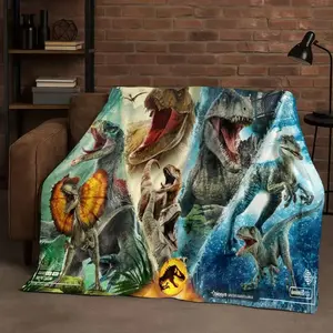 Jurassic Park Dinosaur 3D Cartoon Blanket Ultra Soft Plush Flannel Cozy Warm Bedroom Couch Sofa Home Office Camping Throw Cover Decor Decorative Throw Perfect Birthday Gift Christmas Gift for Dino Lovers Kids Teens Adults Men Women Classic Movie Style