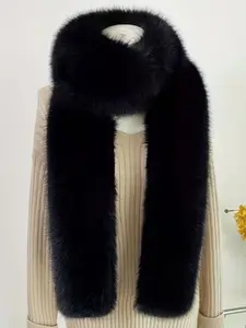 Women's Winter Faux Fur Long Scarf, Warm Plush Shawl, Simple and Versatile, Dual-Sided Thickening, Daily Use Outdoor Accessory, Fluffy Soft Scarf