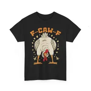 [Casual T-Shirt] F-CAW-F Chicken Print Funny Graphic Tees Women's T-Shirt with  Casual Short Sleeve Crew Neck Loose Fit Soft Cotton Blend Trendy Summer Top for Daily Wear Outings Vacation Lightweight and Comfortable ,Unisex Tee