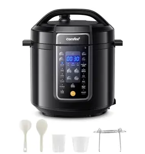 COMFEE 6QT Electric Pressure Cooker, 9-in-1 Instant Multi Cooker Olla de Presion Rice Cooker Slow Cooker Steamer Sauté Yogurt Maker Non-Stick Pot - Black