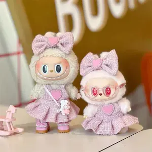 Doll Outfit Set,Cute Pink Labubu Clothes,Stylish Labubu Plush with Outfit，labubu Dress 6.7 Inches Cute Doll Clothes Suitable for Labubu，labubu doll clothing, cute bear three-piece set, suitable for 6.7inLabubu doll clothes (without doll)