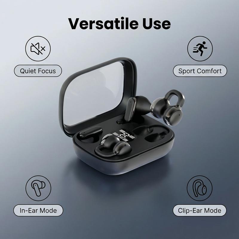 Fluffdrip Q10 2026 Wireless Earbuds 2 Pairs Clip-On Sleep TWS Couples Fashion Mini Headset Music Gaming Deep BassClip-on Sleep earbuds Stereo HD Calling  for Android iPhone Sports Earpieces tiny size invisible earbuds 2-in-1 wireless bluetooth twins