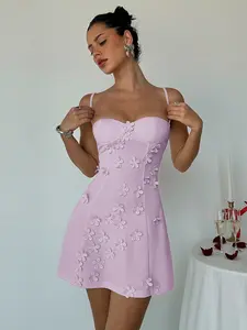 Mauve Mini Dress for Women - Elegant Floral A-Line Party Dress