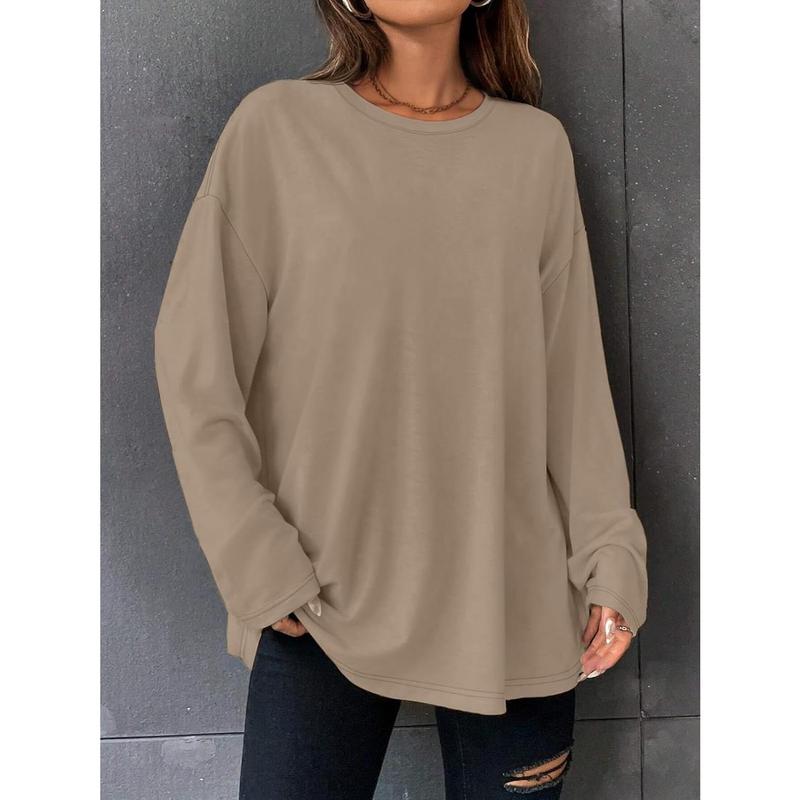 Womens Oversized Long Sleeve T Shirts Basic Crewneck Tee Fall Tops Casual Workout Fashion Casual Y2K Clothes Goth Punk Rock Tie-Back Tank Womenswear Streetwear Tshirt Baggy singlet quick dry Summer Black Loose Minimalist workout tops compression shirts