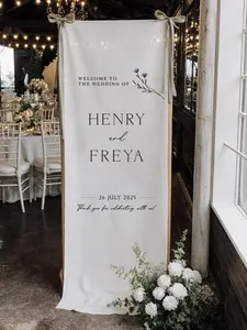 Custom Fabric Wedding Welcome Sign • Modern Linen Wedding Sign • Wedding Banner • Personalised Wedding Decor • Engagement Party Sign