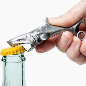 Novelty Shark Bottle Opener- Zinc Alloy Cool Shark Keychain for Beer and Soda Bottles | Jaws-Inspired Professional Key chain Bottle Cap Opener for Men and Women- Silver