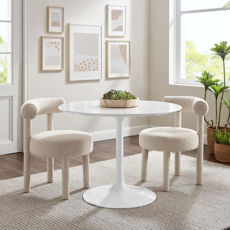 Modway Lippa 40" Round Wood Top Dining Table in White