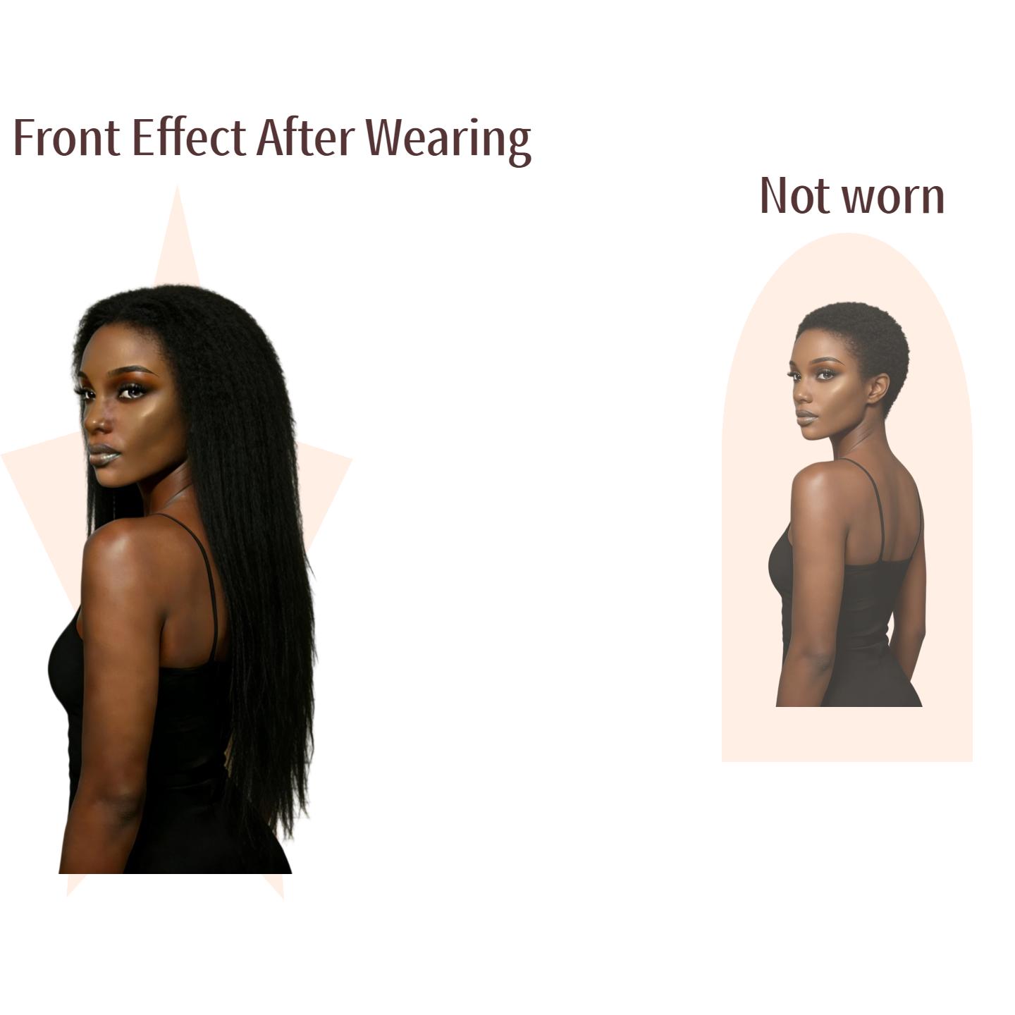 26-Inch Coarse Straight Wig — 180% Density Synthetic Wig with Adjustable Straps; Natural Black Synthetic Wig, Designed Specifically for Black Women.