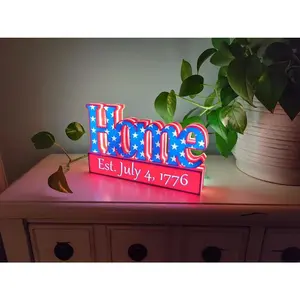 Patriotic Home Sign - 4th of July lightbox - Customizable Housewarming Sign - Personalized 3D letter lightbox - Independence Day Sign