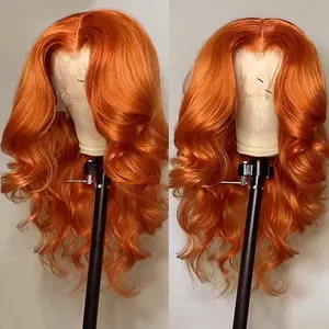 Bling Hair 13x6 Ginger Orange Lace Frontal Wig 100% Human Hair Brazilian Burnt Orange 13x4 Body Wave Transparent Frontal Wig Pre-plucked Body Wave Wig For Women
