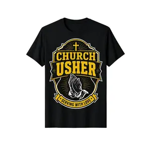 Church Usher Graphic Cotton T-shirt for Men Women Unisex Comfortable Casual Top