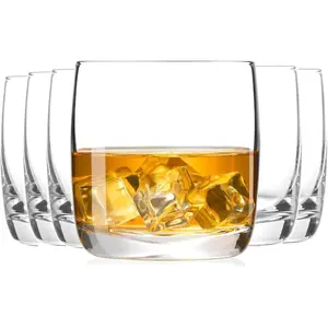 Whiskey Glasses Set of 6, Premium Crystal Bourbon Glass, 10.5 oz Drinking Glasses for Scotch, Cocktail, Whisky and Juice, Transparent Rocks Glasses, Dishwasher Safe Glassware, Gifts for Fathers