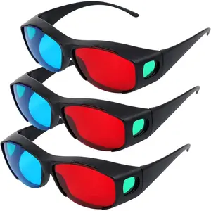 3 Pieces Red Blue 3D Glasses 3D Movie Game Glasses Anti-Polarization Design Red-Blue 3D Style Glasses