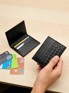 Small Card Holder with 6 Slots, Ultra-Thin Woven Design, Unisex Credit Card Wallet, Mini Business Card Case, ID Card Sleeve