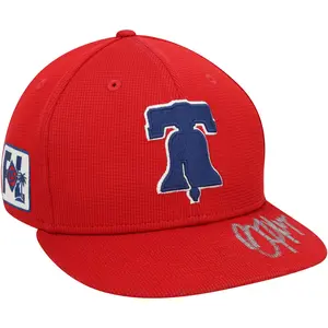 Bryce Harper Philadelphia Phillies Autographed Game-Used Red Cap from 2025 MLB Spring Training - Fanatics Authentic Certified