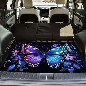 Vibrant Blue Butterfly Pattern Car Trunk Liner - Durable Polyester Fiber Cargo Mat Stylish and Simple Design Keeps The Car Clean and Tidy Ideal for Traveling with Pets Outdoor Sports and Holiday Gifts Pet Travel Mat Decorative Cargo Mat Durable Cargo Mat
