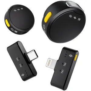 RIBIU Lavalier Wireless Microphone for iPhone/Android, Mini Microphones with Noise Cancellation, 16Hrs Battery Life, Lapel Bluetooth Mic, USB C Wireless Lapel Mic for Video Recording Smartphone Audio Plug Device Receiver