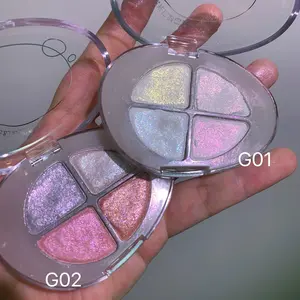 Four Color Eyeshadow Palette Mini Chameleon Fine Glitter Pearl Long-Lasting Sparkle Highlighter Fine Glitter Eye Shadow Palette Glitter Shimmer Eyeshadow