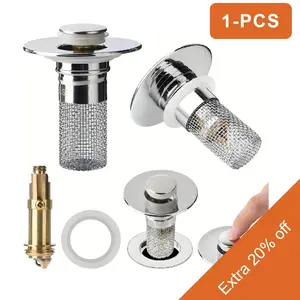 Bathroom Sink Stopper Hair Catcher, Universal Pop Up Sink Drain Filter with Stainless Steel Filter Basket, Bathroom Sink Drain Strainer