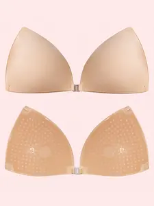 Sexy Four-Season Push-Up Triangle Bra Nipple Covers, Invisible Seamless Detachable Silicone Pasties, Breathable V-Shaped Adhesive Bra