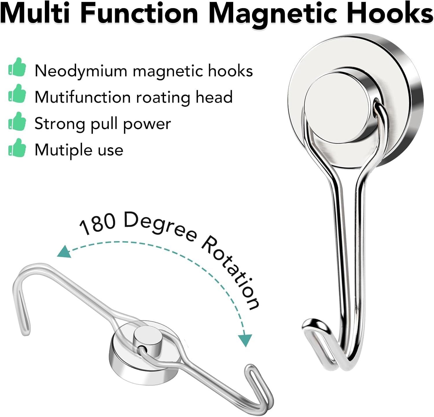 8/16 Pack Swivel Swing Magnetic Hooks 30LBS – Strong Neodymium Hooks for Cruise Cabins, Kitchen, Fridge & Other Magnetic Surfaces, Cruise Essentials 2026 8/16 Pack Swivel Swing Magnetic Hooks 30LBS – Strong Neodymium Hooks for Cruise Cabins, Kitchen, Fridge & Other Magnetic Surfaces, Cruise Essentials 2026