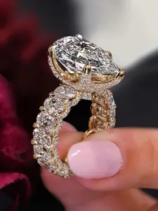 Women's Elegant Full Round Zirconia Ring Plated, Luxury Jewelry Accessory, Perfect Gift for Special Occasions