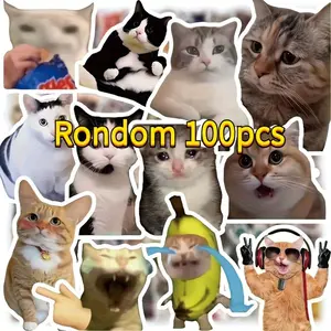 100 Cute Funny Cat Stickers Pack, Decorative Stickers, Fashion Instagram Style Emojis, Perfect for Laptops, Suitcases, Computers, Chairs, Walls, Cabinets